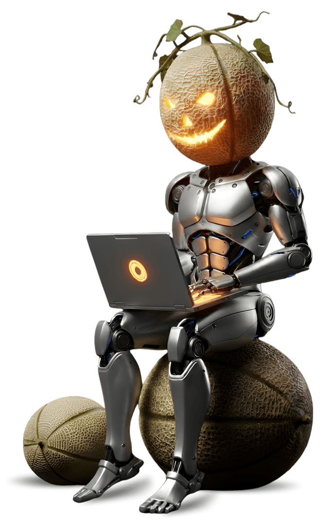 Cantaloupe AI Bot working on a laptop